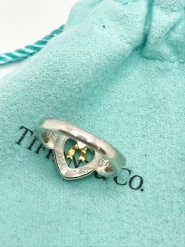 Tiffany & Co. 18KYG & SS 1991 Heart Bow Ring Size 3.5 — DeWitt's